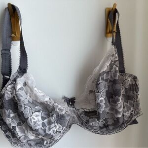 Fantasie Gray and White Lace Underwire Bra FL9202SIR Marianna 36GG/36J